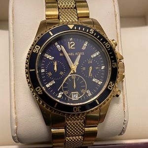 Michael Kors MK-5447 39mm Gold Tone Blue Dial S/Steel Watch